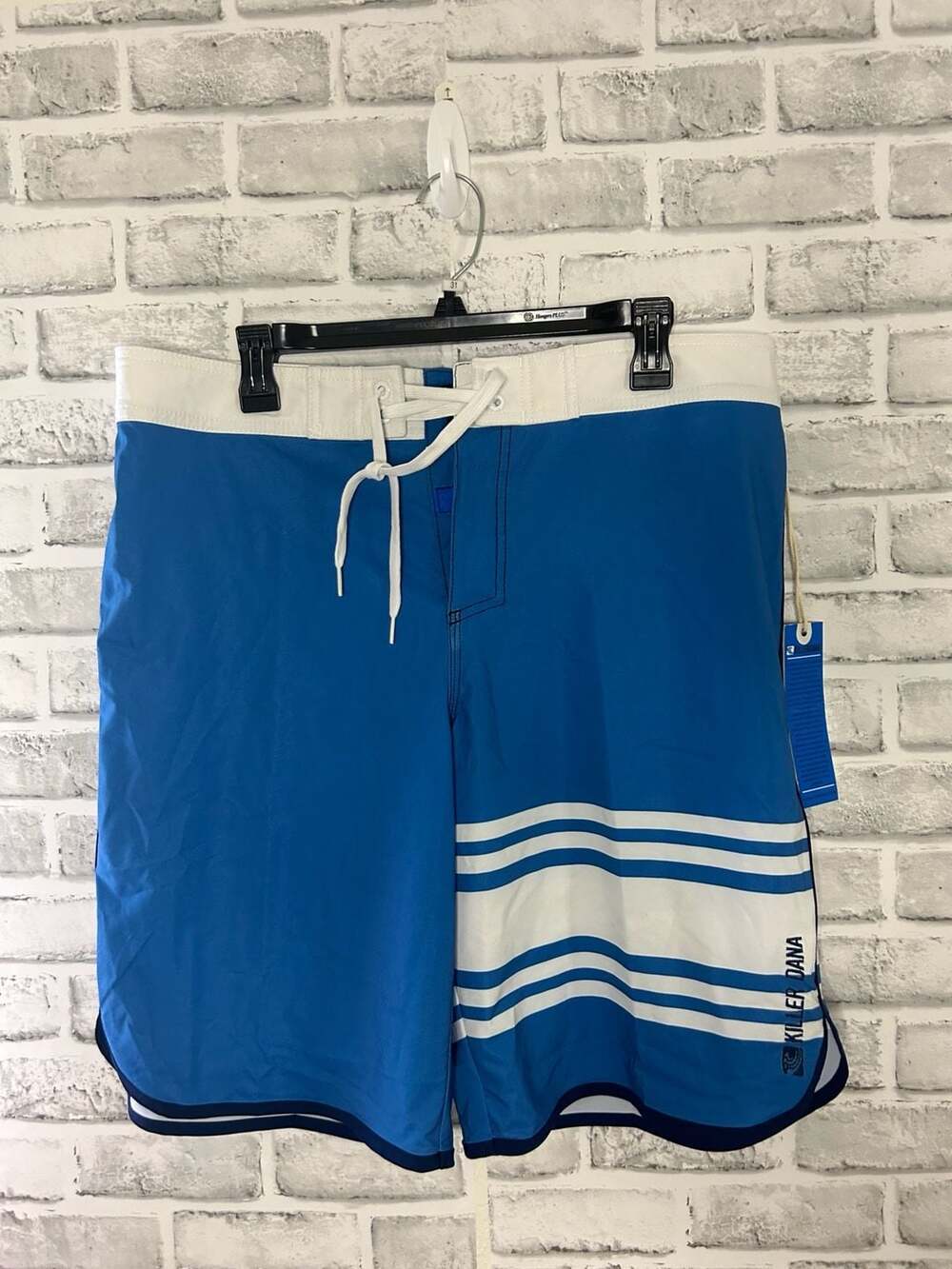 Killer Dana Men's Blue and White Striped Board Shorts Swim Trunks